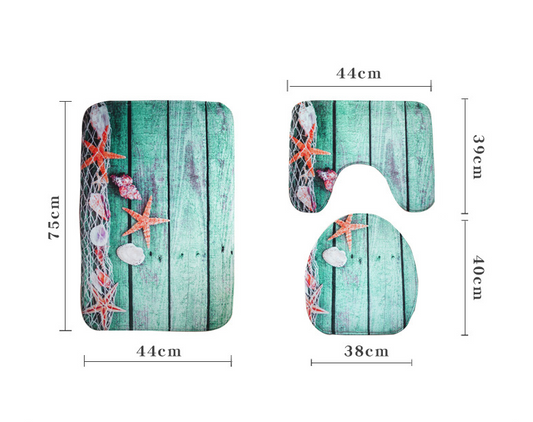 Three-piece Toilet Anti-slip Mat Bathroom Toilet Carpet