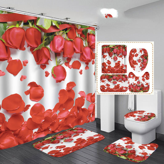 Waterproof polyester shower curtain with digital printing