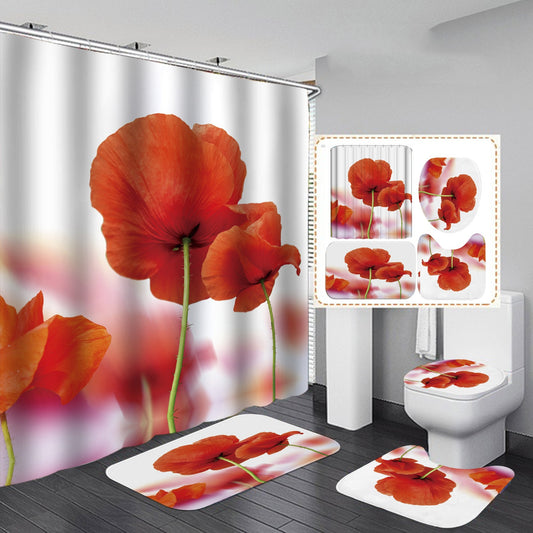 Waterproof polyester shower curtain with digital printing