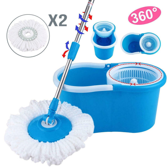 360° Rotating mop with two-head bucket